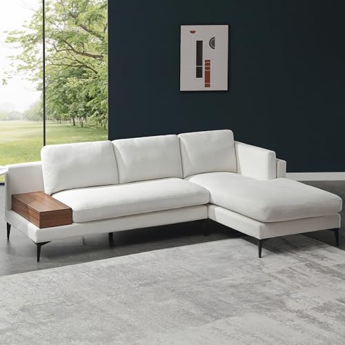 Morden Fort Modern Cloud Couch Sectional L Shaped Modular Sofa with Reversible Chaise 4 Seater Couch Sofa for Living Room， Linen Fabric, Beige