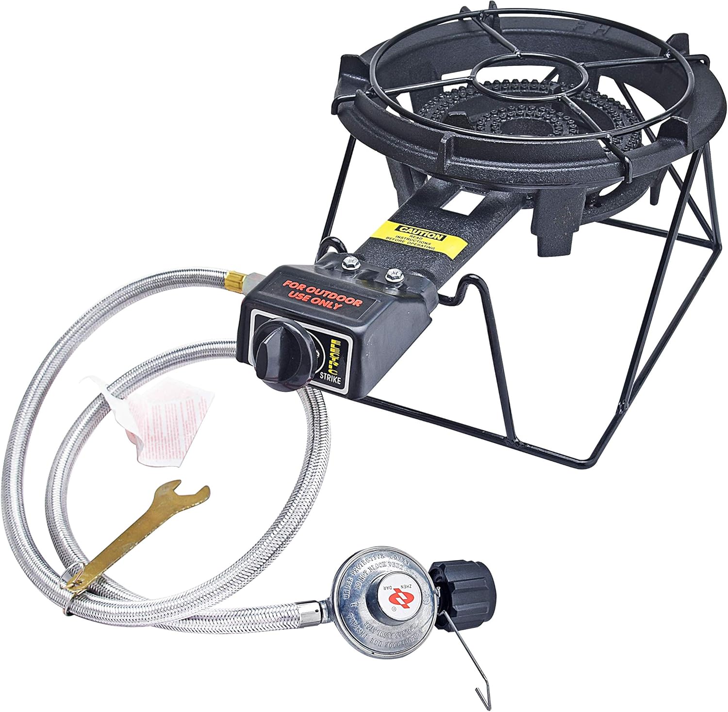 ARC 2541S, Super Propane Burner, 80000 BTU 13 Large Heavy Duty Cast Iron High-Pressure Camping Stove with 0-20 PSI CSA Adjustable Regulator&Hose, Perfect for Outdoor Cooking, Home Brewing, Turkey Fry