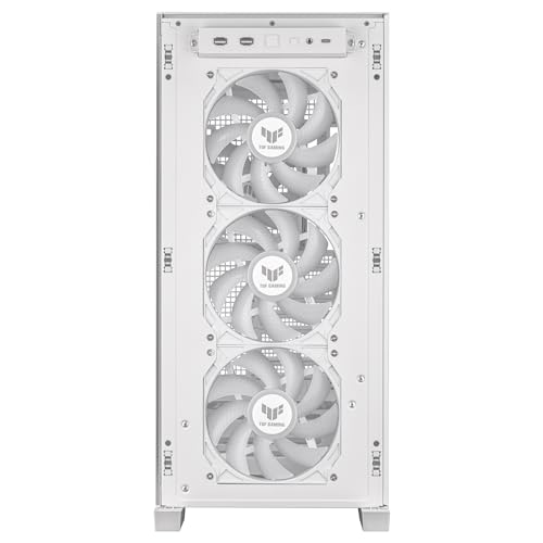 ASUS TUF Gaming GT302 ARGB ATX Mid-Tower PC Case – Four 140 x 28 mm ARGB Fans for High Airflow, Interchangeable Tempered Glass or Mesh Side Panels, Supports BTF Hidden-Connector Motherboards | White
