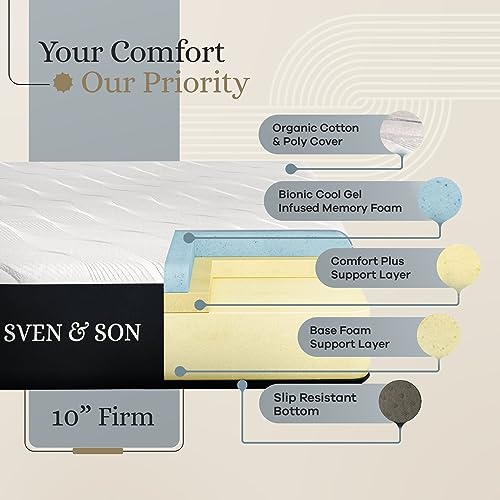 Sven & Son Classic Adjustable Bed Base Frame + 14 inch Hybrid Spring Matt Medium Soft, Head and Foot Lift, Massage, Under-Bed Lights, USB, Memory Positions, Zero Gravity, Wireless Remote - Full