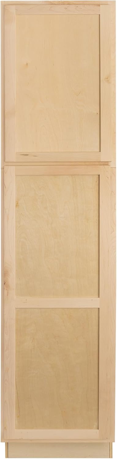 Quicklock RTA (Ready-to-Assemble) | Base Kitchen Cabinets - Shaker Style | 100% Plywood | Made in America | Soft Close Hardware (Raw Maple, 24" D x 18" W x 96" H Pantry)