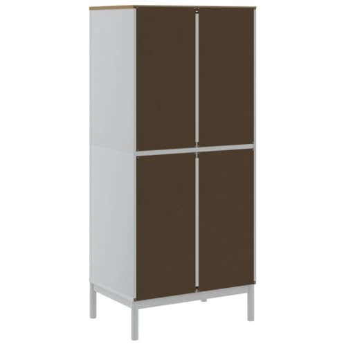 Wooden Wardrobe Closet with 1 Large Compartment and Doors, Wooden Armoire Closet Storage Cabinet, Brown 30.3"x20.9"x67.3" Solid Wood Pine