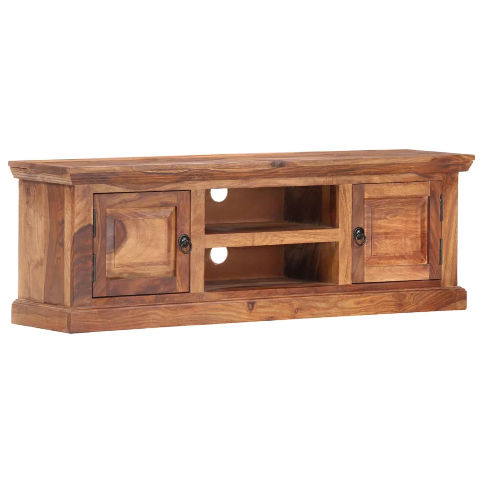Anself TV Cabinet with 2 Storage Compartments and 2 Doors Sheesham Wood Television Stand Sofa End Table for Living Room Home Furniture 47.2 x 11.8 x 15.7 Inches (L x W x H)