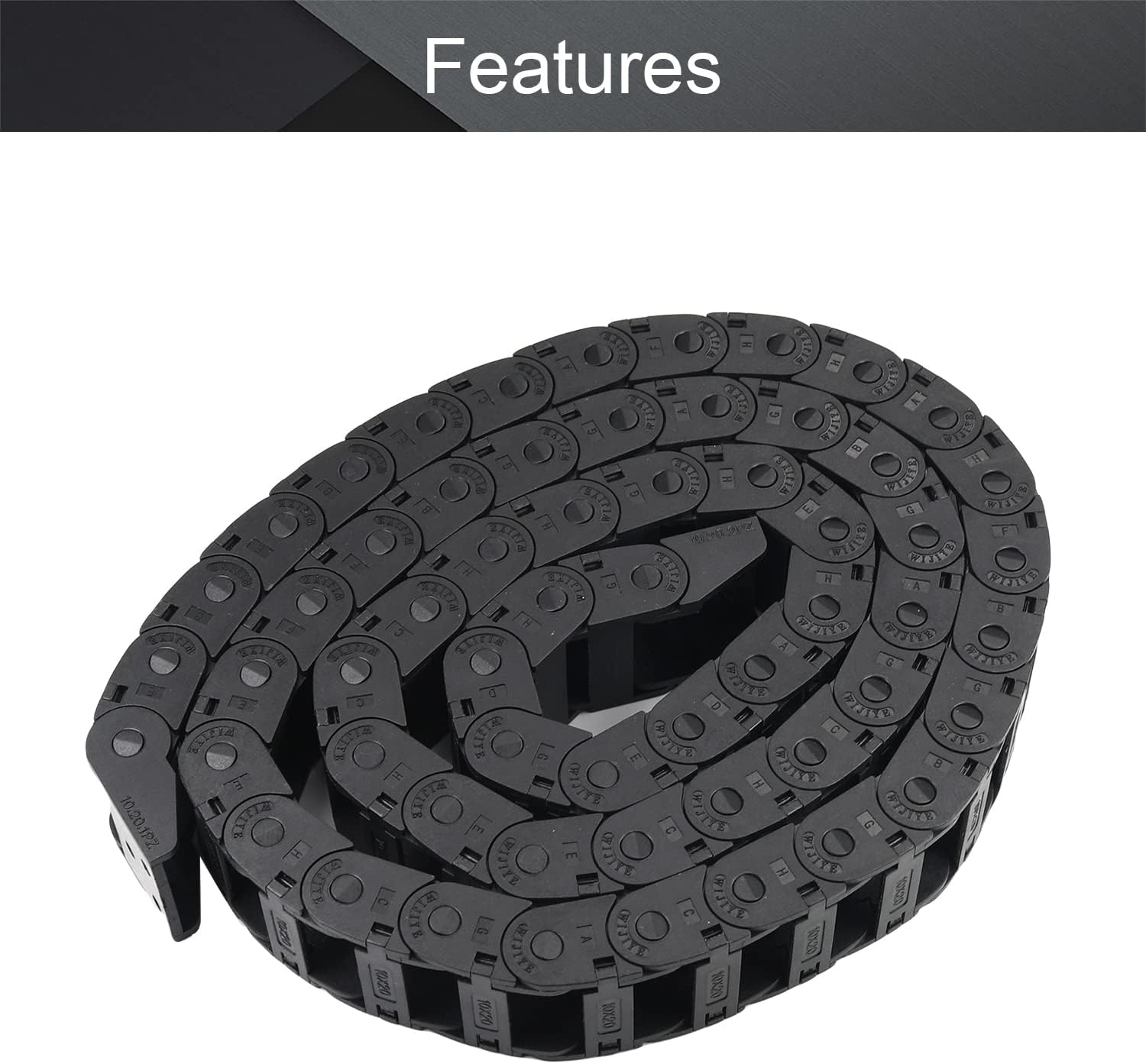 Fielect Drag Chain Cable Carrier Open Type with End Connectors R100 35X100mm 1 Meter Plastic for Electrical CNC Router Machines Black 1Pcs