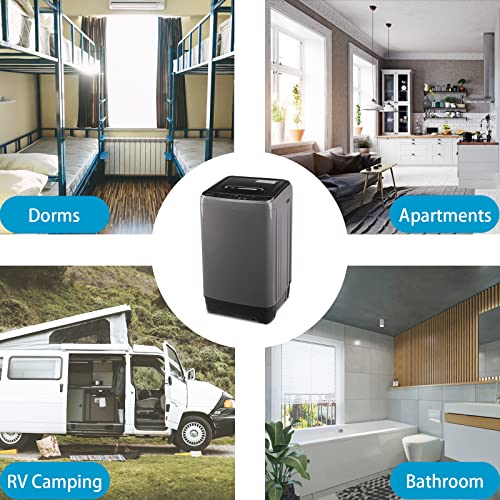 Anukis Fully Automatic Portable Washing Machine, 13 lbs Capacity Compact Laundry Washer with Drain Pump 10 Wash Program & 8 Water Levels for Apartment, Dorm, RV