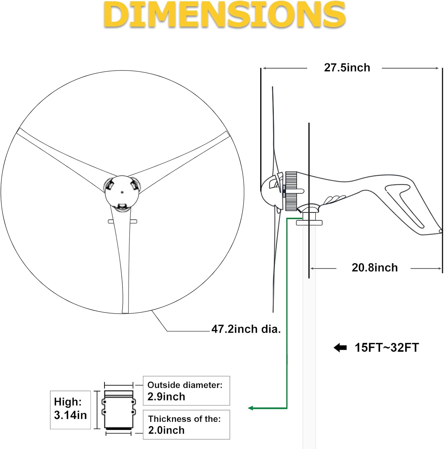 ECO-WORTHY 800W Solar Wind Power Kit: 1x 400W Wind Turbine Generator with Hybrid Controller + 2X 195W Mono Solar Panel for Home/RV/Boat/Farm/Street Light and Off-Grid Appliances