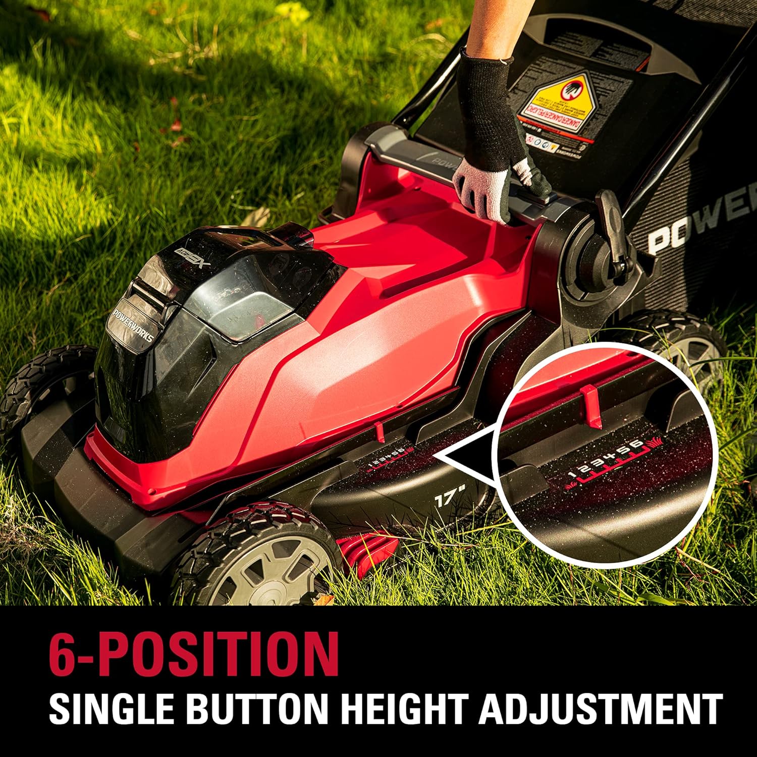 Powerworks 40V 17 inch Cordless Lawn Mower with 4.0 Ah Battery and Charger Included