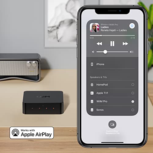 WiiM Pro AirPlay 2 Receiver, Google Cast Audio, WiFi Multiroom Streamer, Compatible with Alexa, Siri and Google Assistant, Stream Hi-Res Audio from Spotify, Amazon Music, Tidal and More