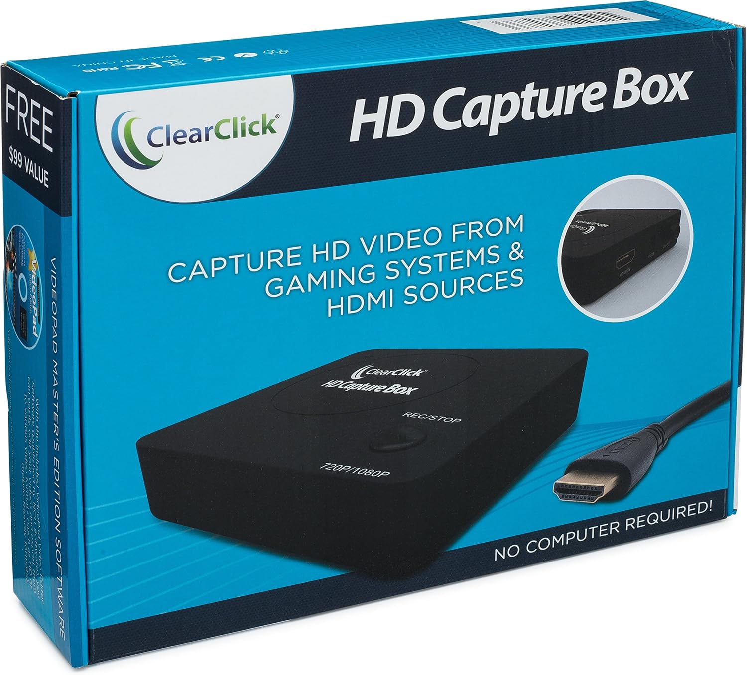ClearClick HD Capture Box - Capture Video from Gaming Devices & HDMI Sources (No Computer Required)