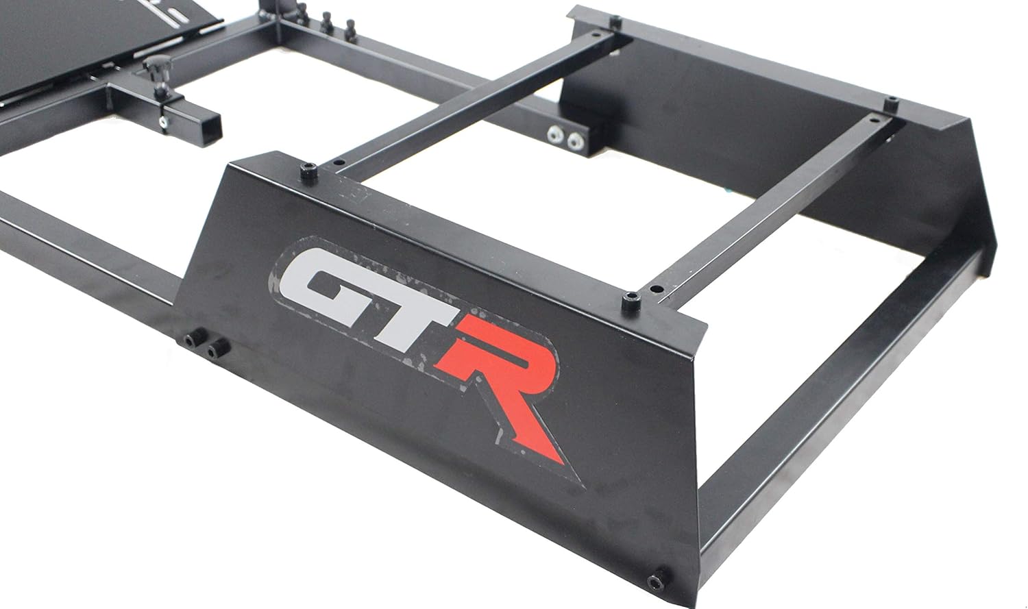 GTR Simulator GTA-F Model Black Frame Triple | Single Monitor Stand with Black Adjustable Leatherette Seat Racing Driving Gaming Simulator Cockpit Chair
