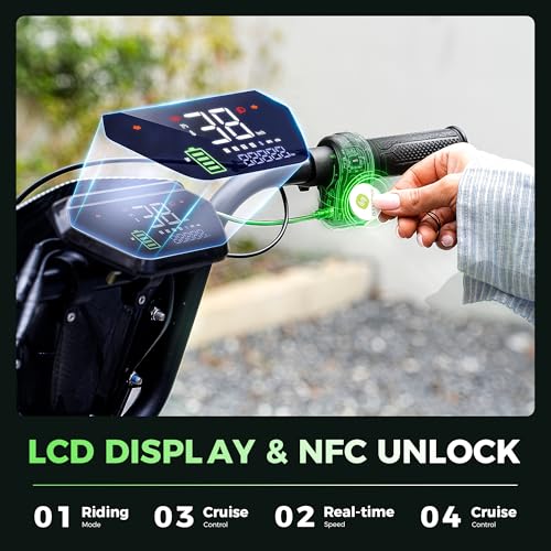 isinwheel Electric Scooter Adults, 21/38 MPH Top Speed & 28/43 Miles Range, 14/16'' Fat Tire Scooter for Adult with Turn Signals & Mood Lights, APP, 1200W Powerful Motor Electric Scooter with Seat