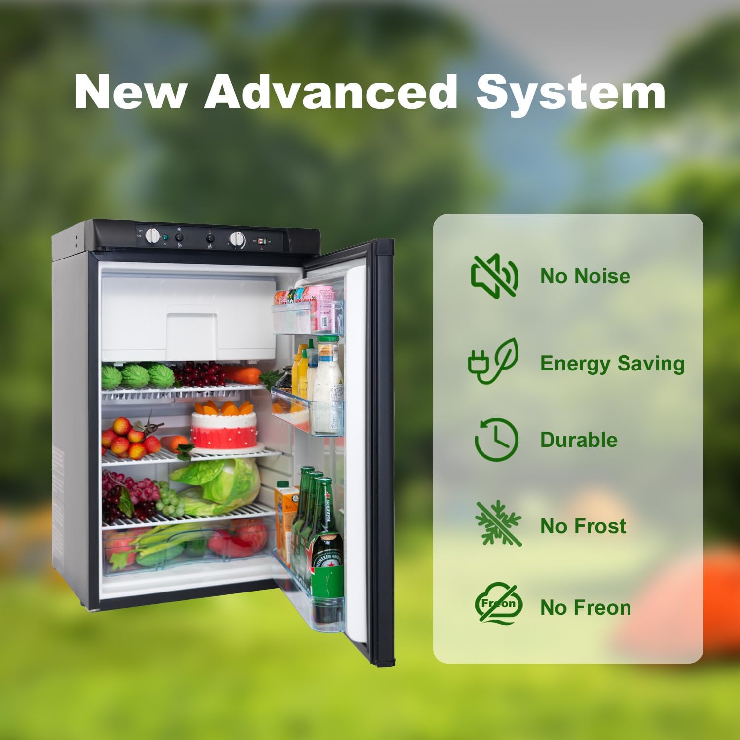 SMETA Propane Refrigerator Freezer, 3.5 Cu.Ft Camping 3 Way Off Grid Camper Fridge, LPG/110V/12V For RV Outdoor Travel Cabin Truck Garage, Black