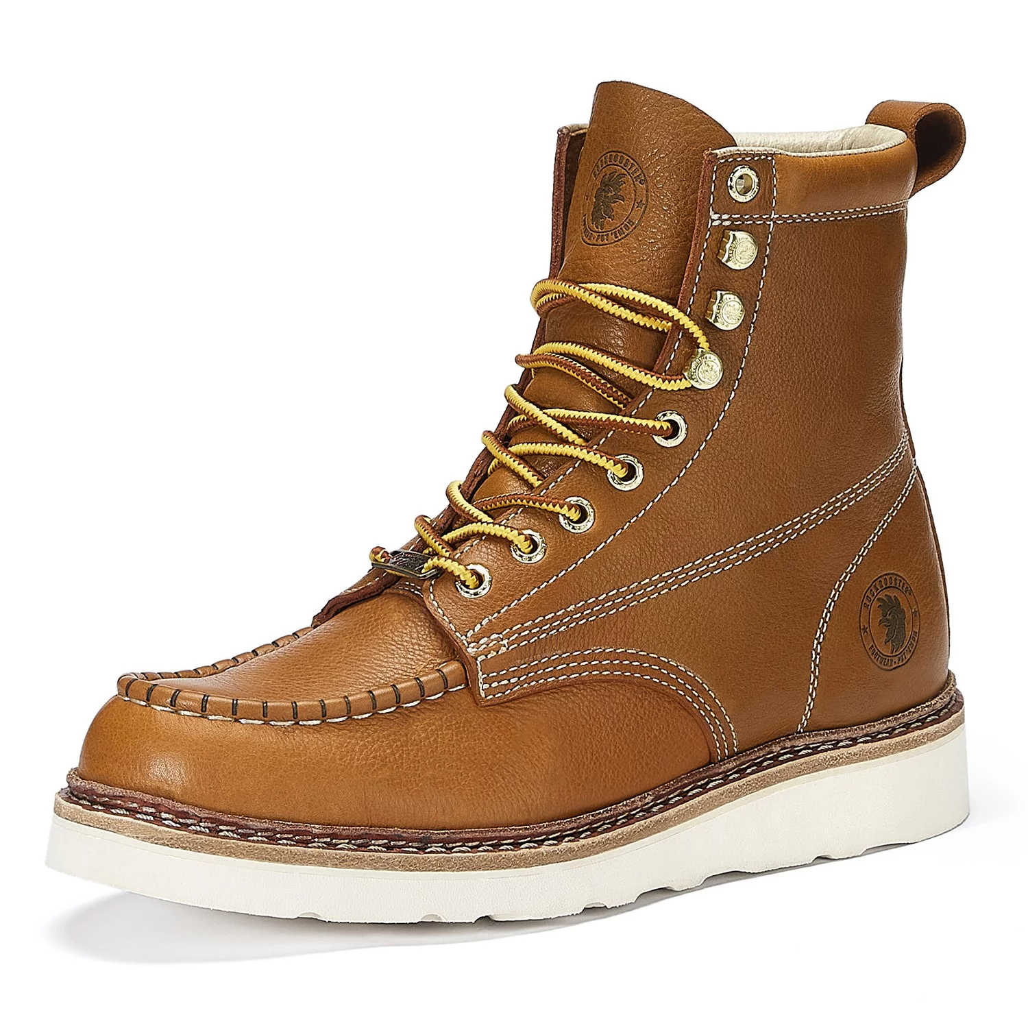 Rockrooster Wedge Work Boots Men's Soft Toe Oil Resistant Non-Slip Vibram Sole 7'' Boots Casual - Curated Treasures Market