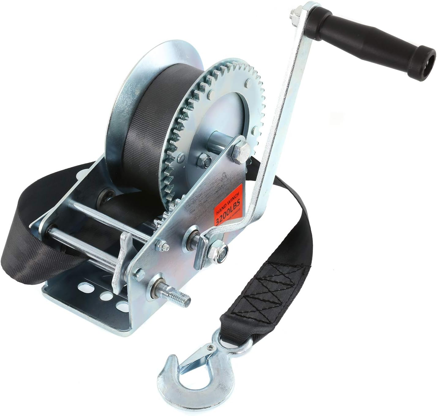 3200lbs Heavy Duty Hand Winch, AUXMART Boat Trailer Winch with 26FT Strap and Hook, 2 Ways Hand Cable Crank Winch for ATV, Boat, Truck, Trailer Pack of 2