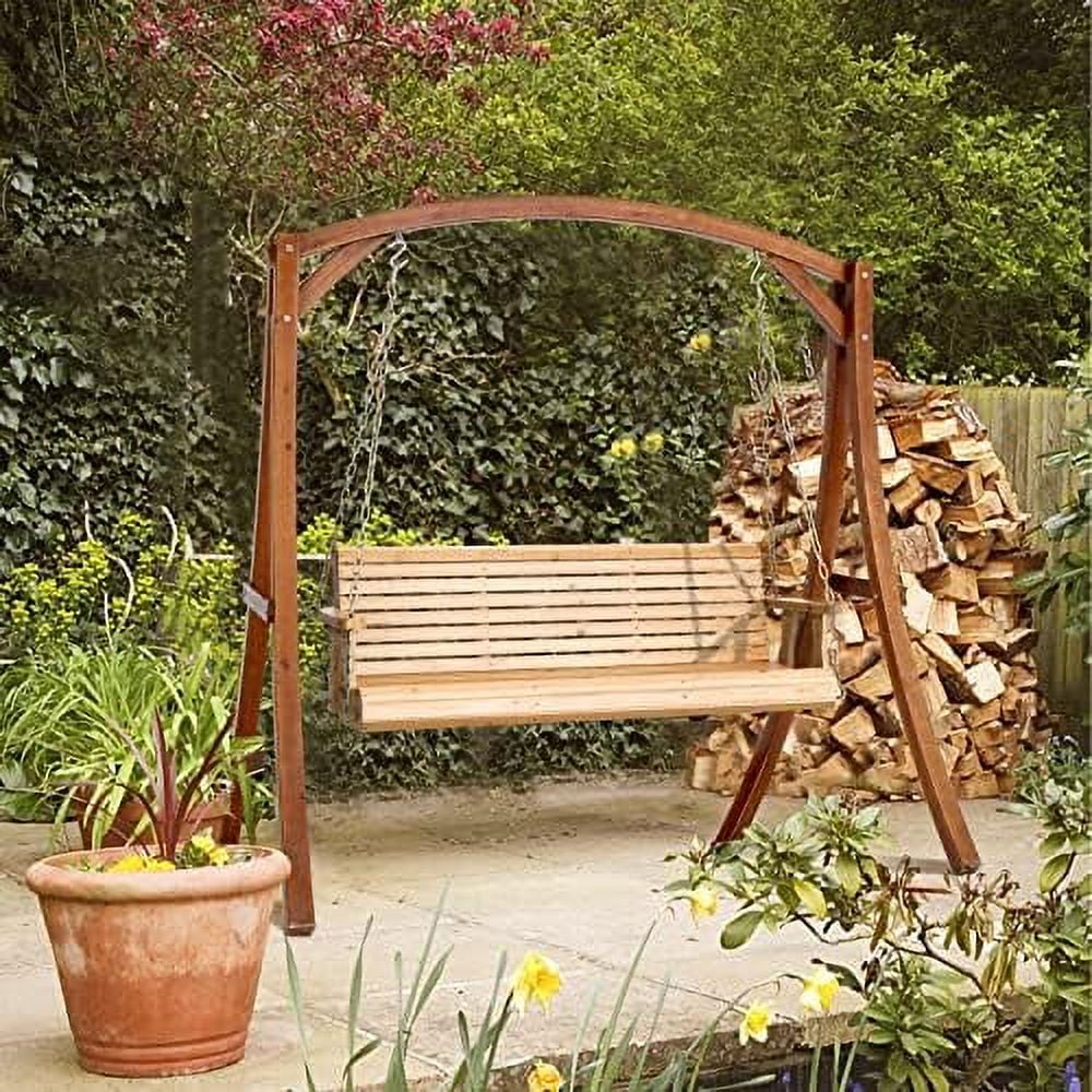 SQSFCB Upgraded Patio Wooden Porch Swing for Courtyard &amp; Garden  Heavy Duty 880 LBS Swing Chair Bench with Hanging Chains for Outdoors (5 FT  White) - Curated Treasures Market