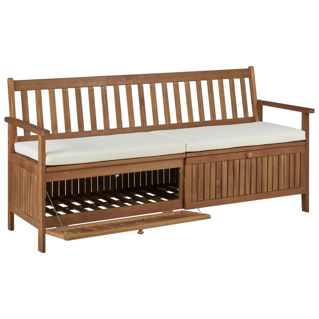 Storage Bench with Cushion 66.9" Solid Acacia Wood