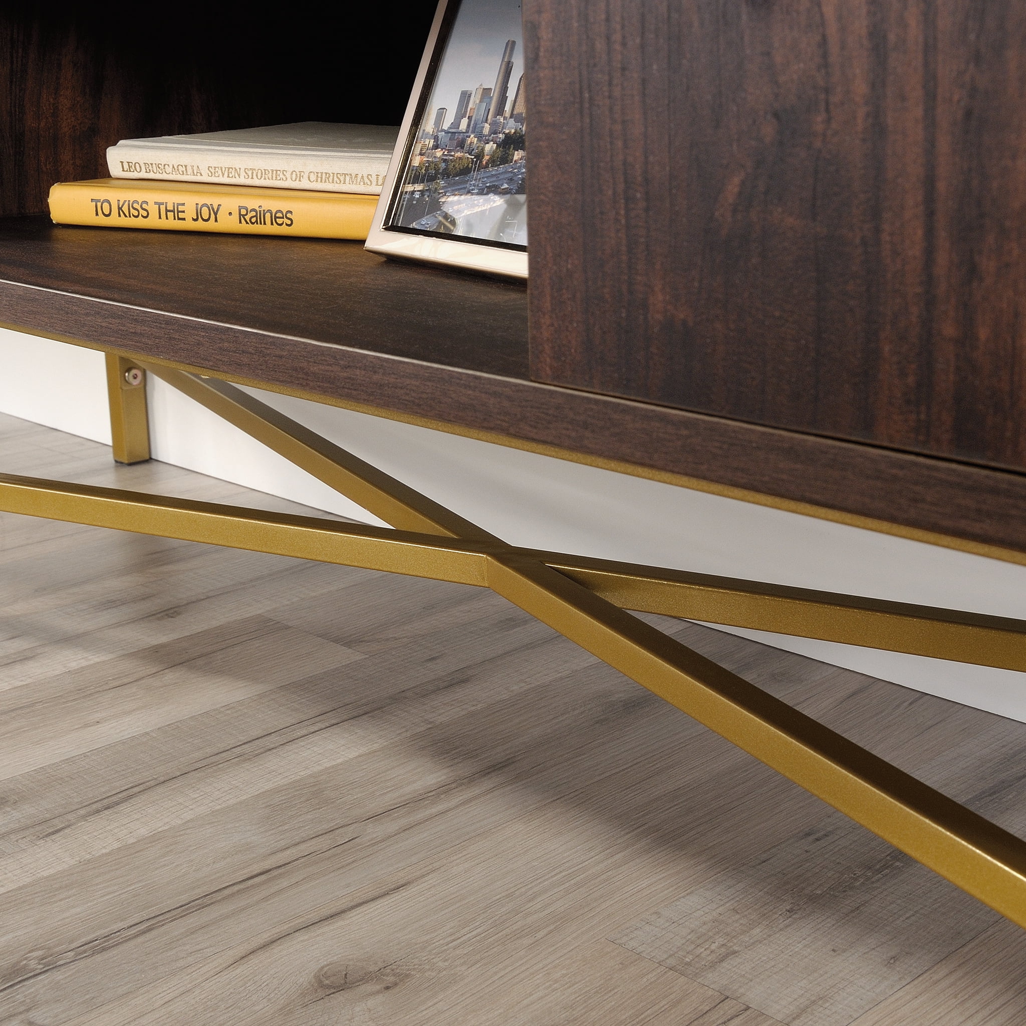 Sauder Harper Heights TV Stand For TVs up to 55", Rich Walnut Finish
