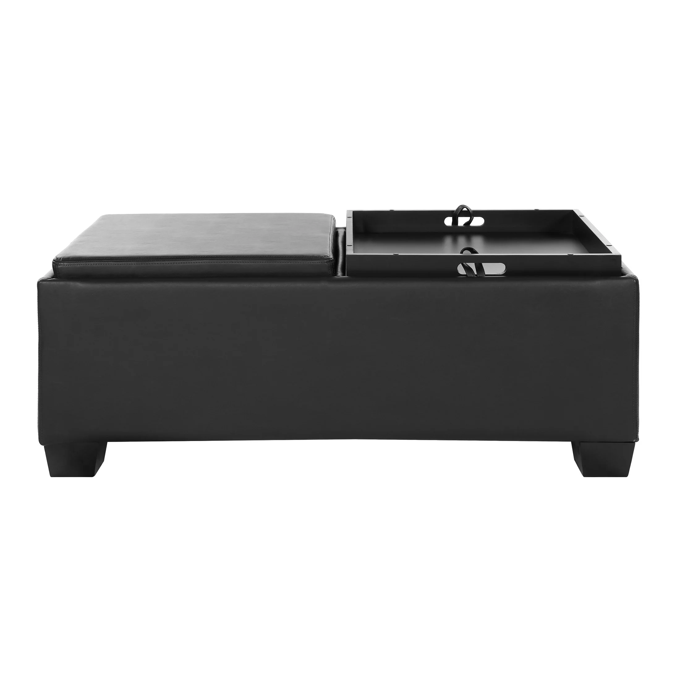 OakvillePark Allura Faux Leather Upholstered Storage Cocktail Ottoman, Espresso