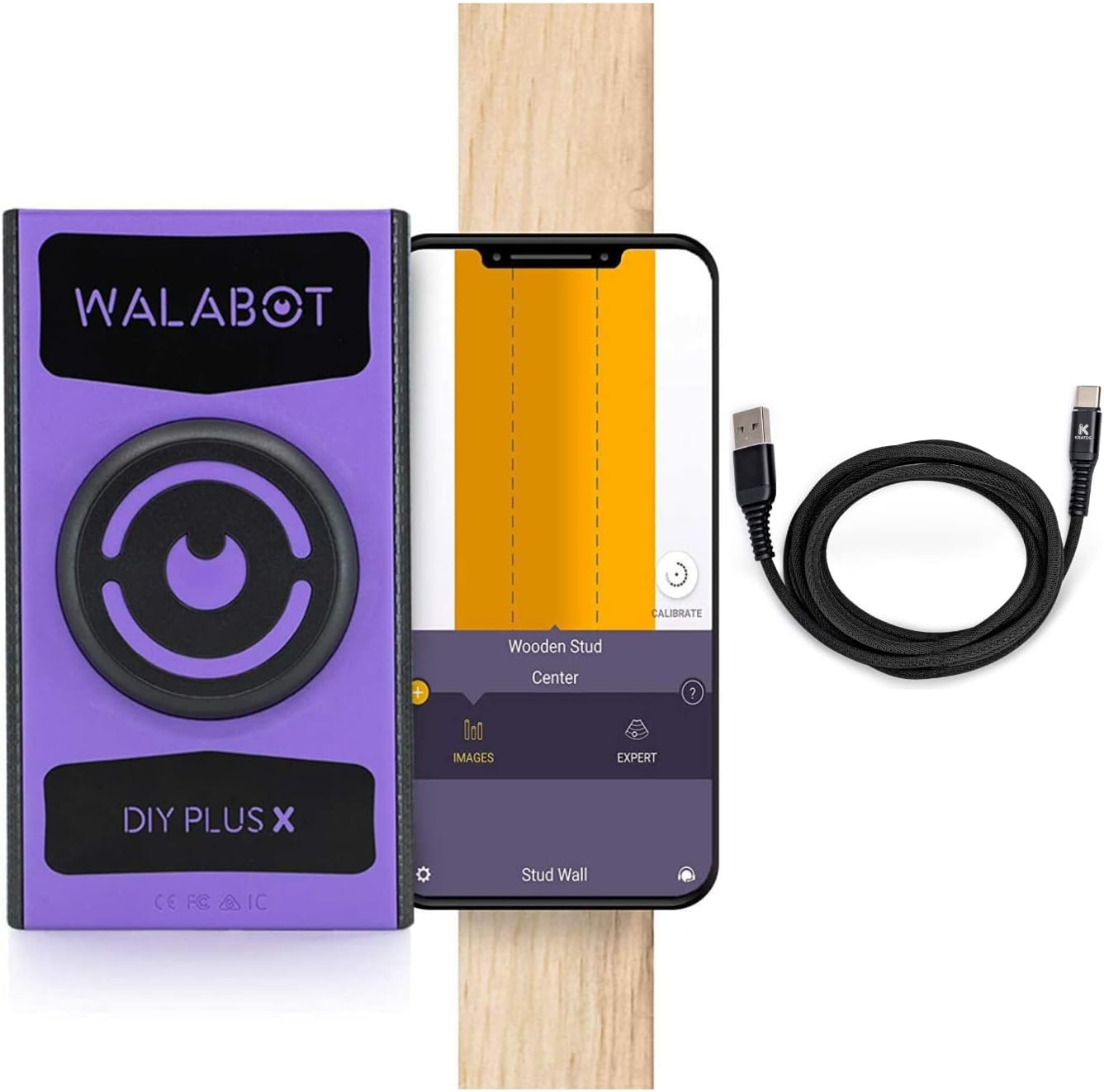 Walabot DIY Plus X Visual Wall Scanner with 6-Feet Long Tail Braided Aluminum Alloy USB-C to USB-A Cable Bundle (2 Items)