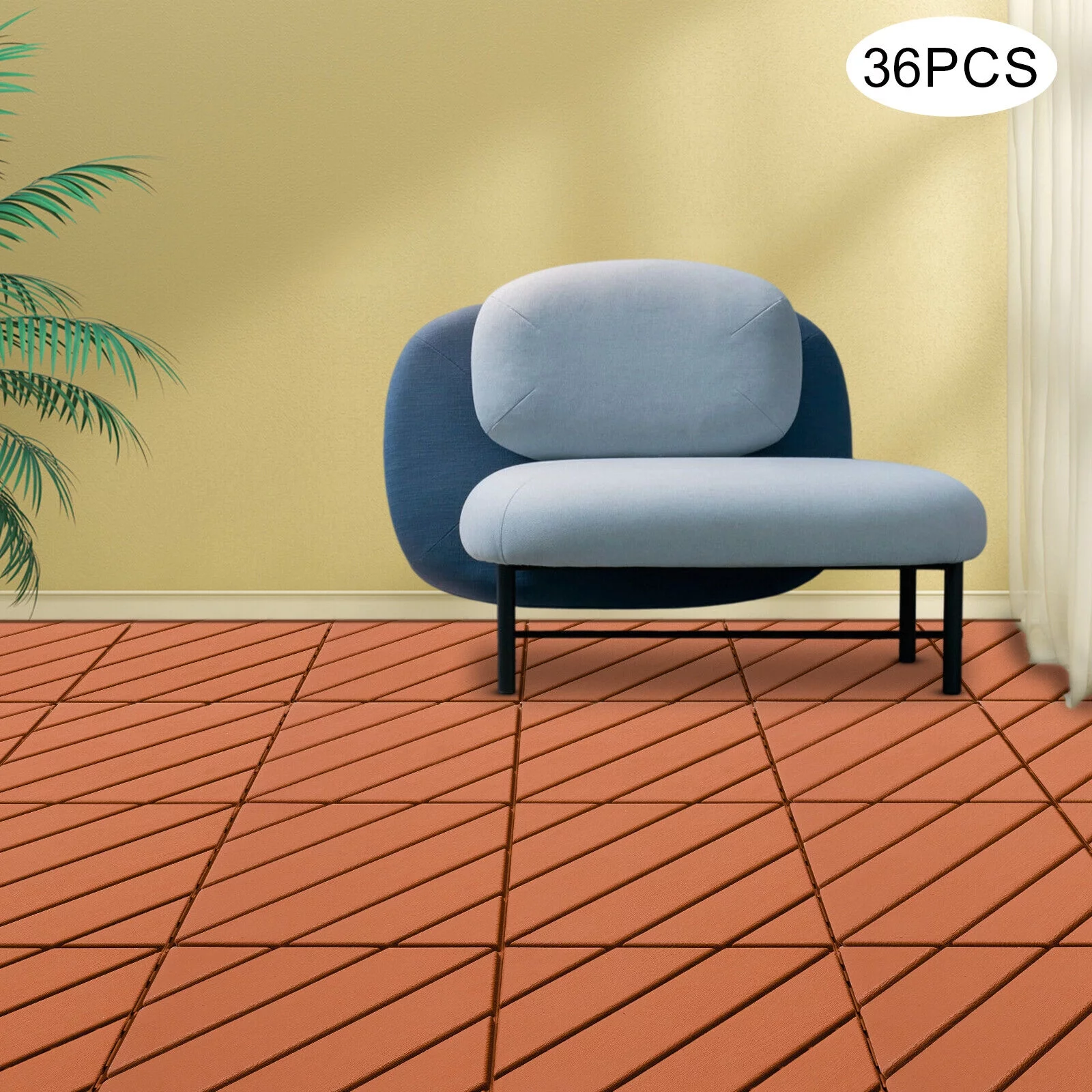 Modern 36PCS Interlocking Deck Tiles Floor Mount Plastic Composite Patio Deck Tiles 12”x12”