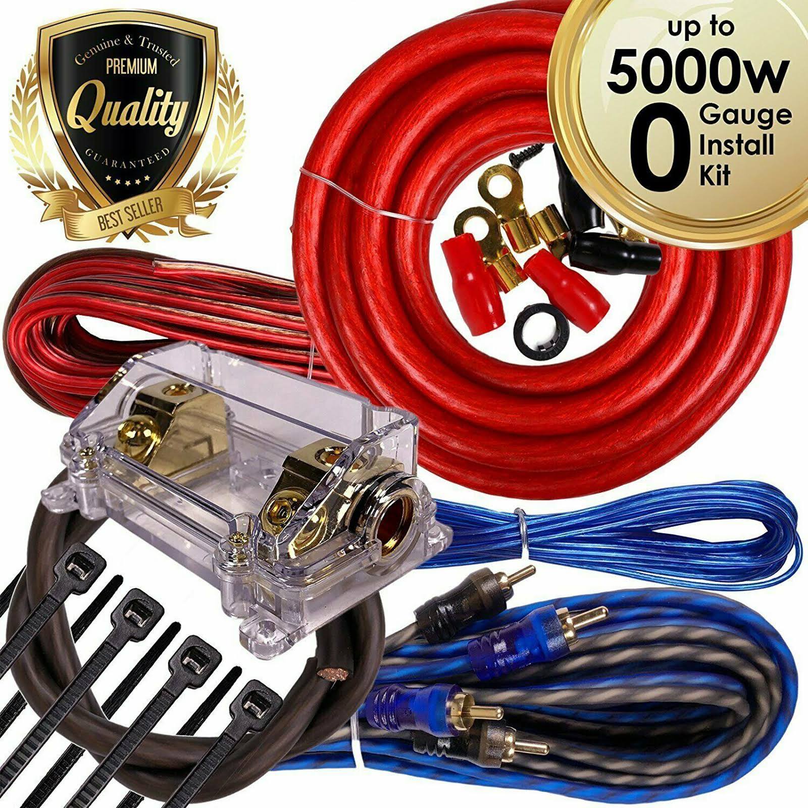 Complete 5000W 0 Gauge Car Amplifier Installation WIRING Kit Amp PK1 0 GA Red