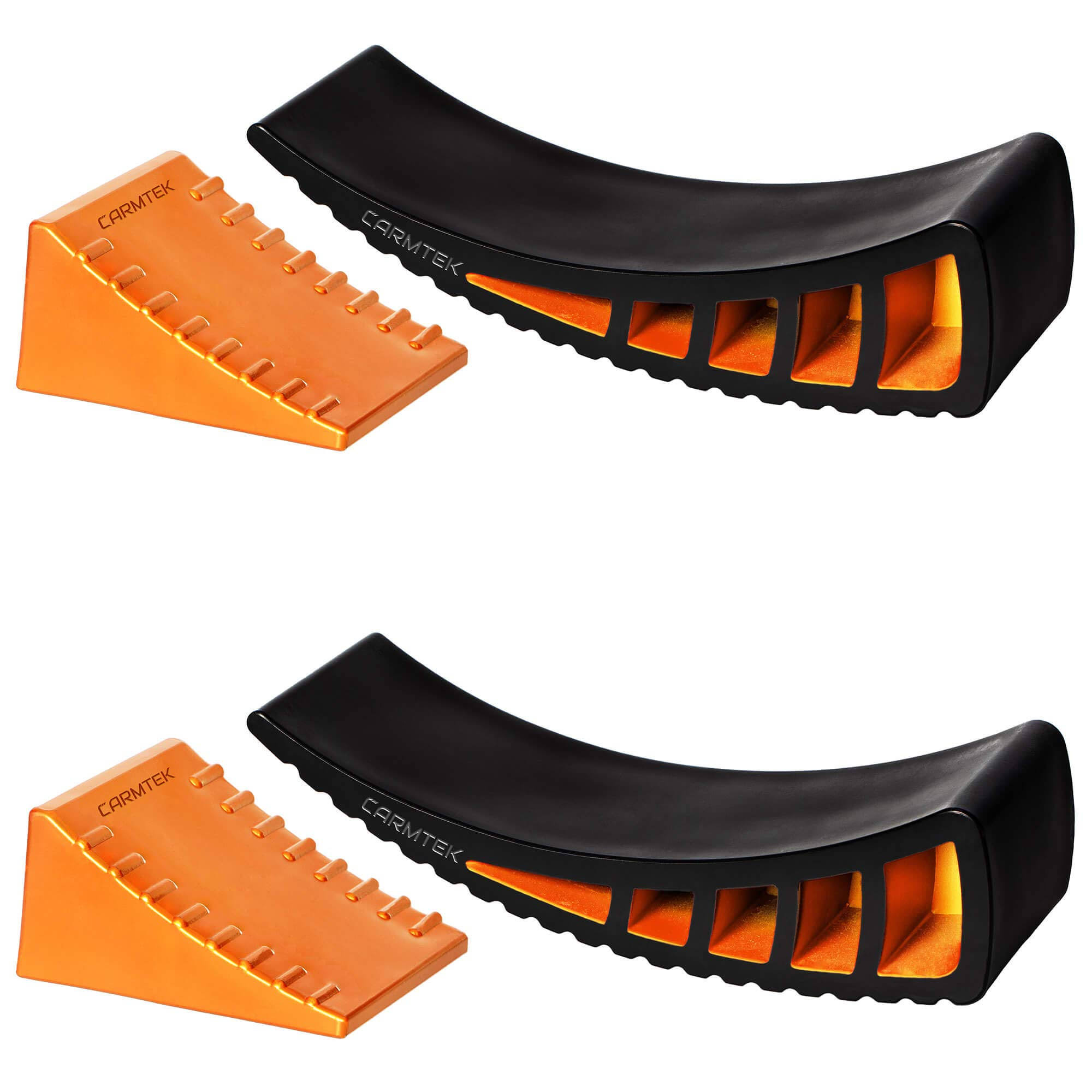 CARMTEK Camper Leveler Kit - Curved RV Levelers with Camper Wheel Chocks for Travel Trailers | Faster Camper Leveling Than RV Le