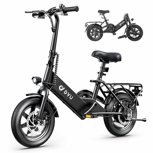 DYU Electric Bike for Adults Teens, Folding Electric Bicycle,Commuter City E-Bike with 350W Motor and 36V 7.5Ah Battery,3 Levels Assist, Dual Disc Brakes,14/16" Foldable ebike with Pedals