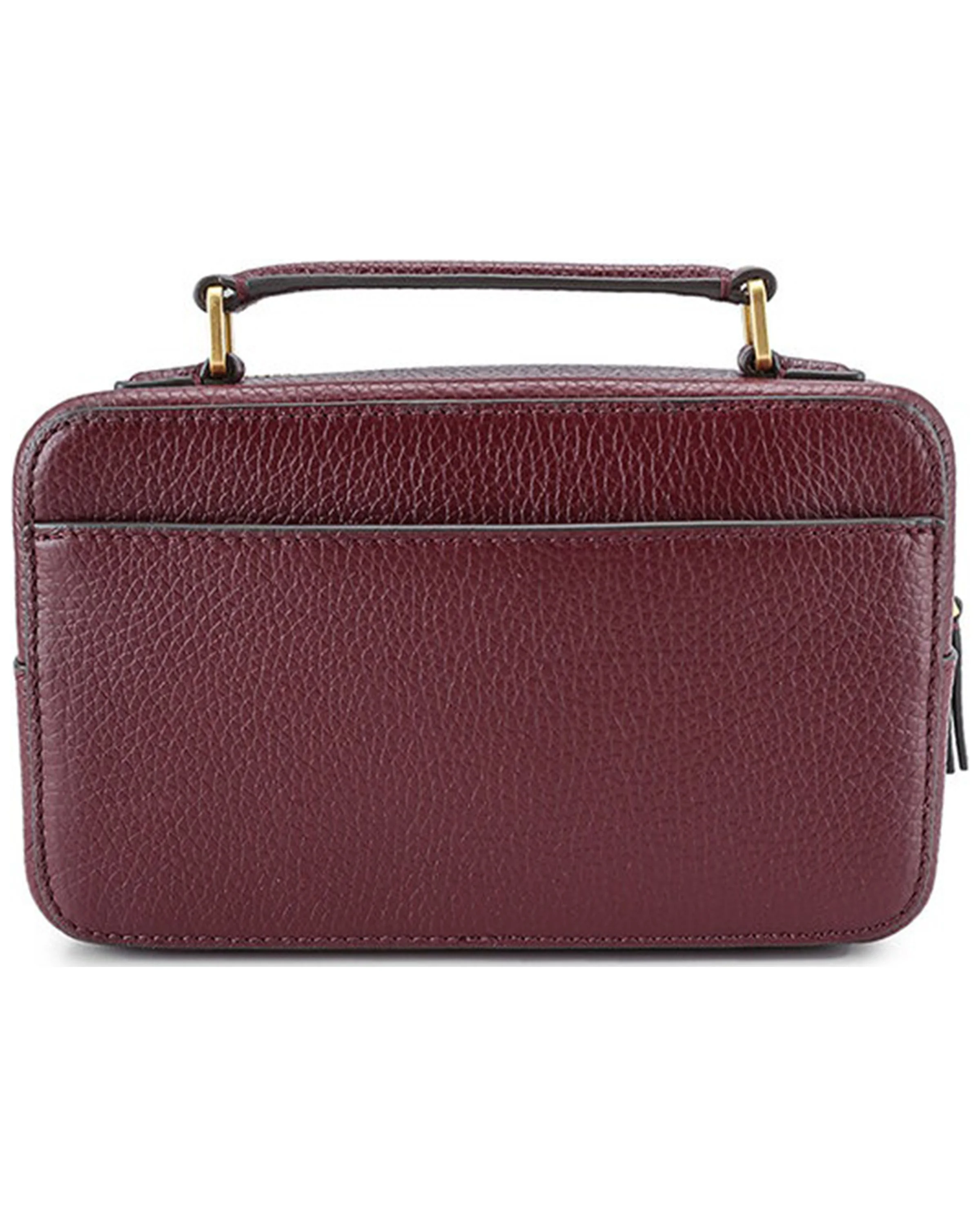 Tory Burch Britten Pebbled Leather Small Top Handle Crossbody Bag (Claret)