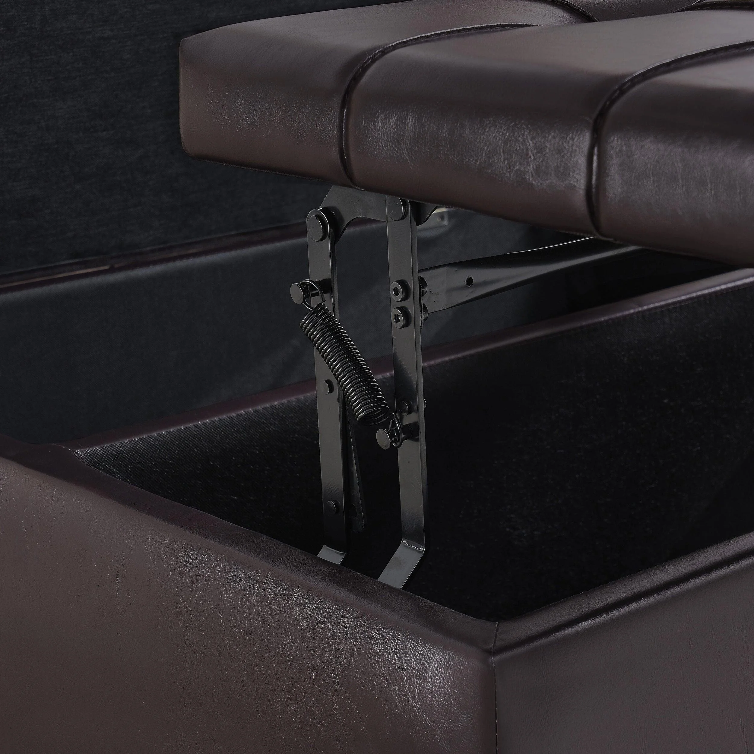 Supfirm Large Square Faux Leather Storage Ottoman | Coffee table for Living Room  Bedroom (Dark Brown)