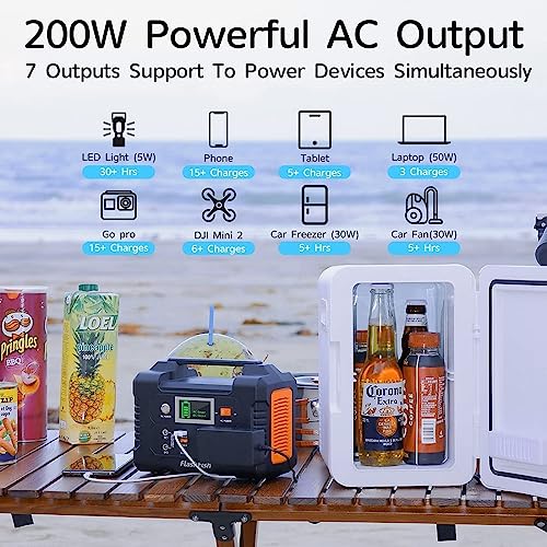 200W Portable Power Station, FlashFish 40800mAh Solar Generator With 110V AC Outlet/2 DC Ports/3 USB Ports, Backup Battery Pack Power Supply for CPAP Outdoor Adventure Load Trip Camping Emergency