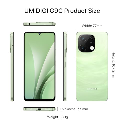 UMIDIGI G9C Android 14 Unlocked Cellphone,Octa-core 12GB +128GB Expand 1TB Unlocked Smartphone,6.75" HD+ 90Hz,5000mAh Battery,50MP Camera,GPS,BT 5.4,NFC,AI Face Unlock,Warranty,White