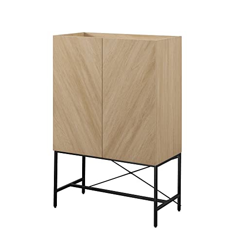 Walker Edison Livv Contemporary 2-Door Tall Accent Cabinet, 47 Inch, Dark Walnut
