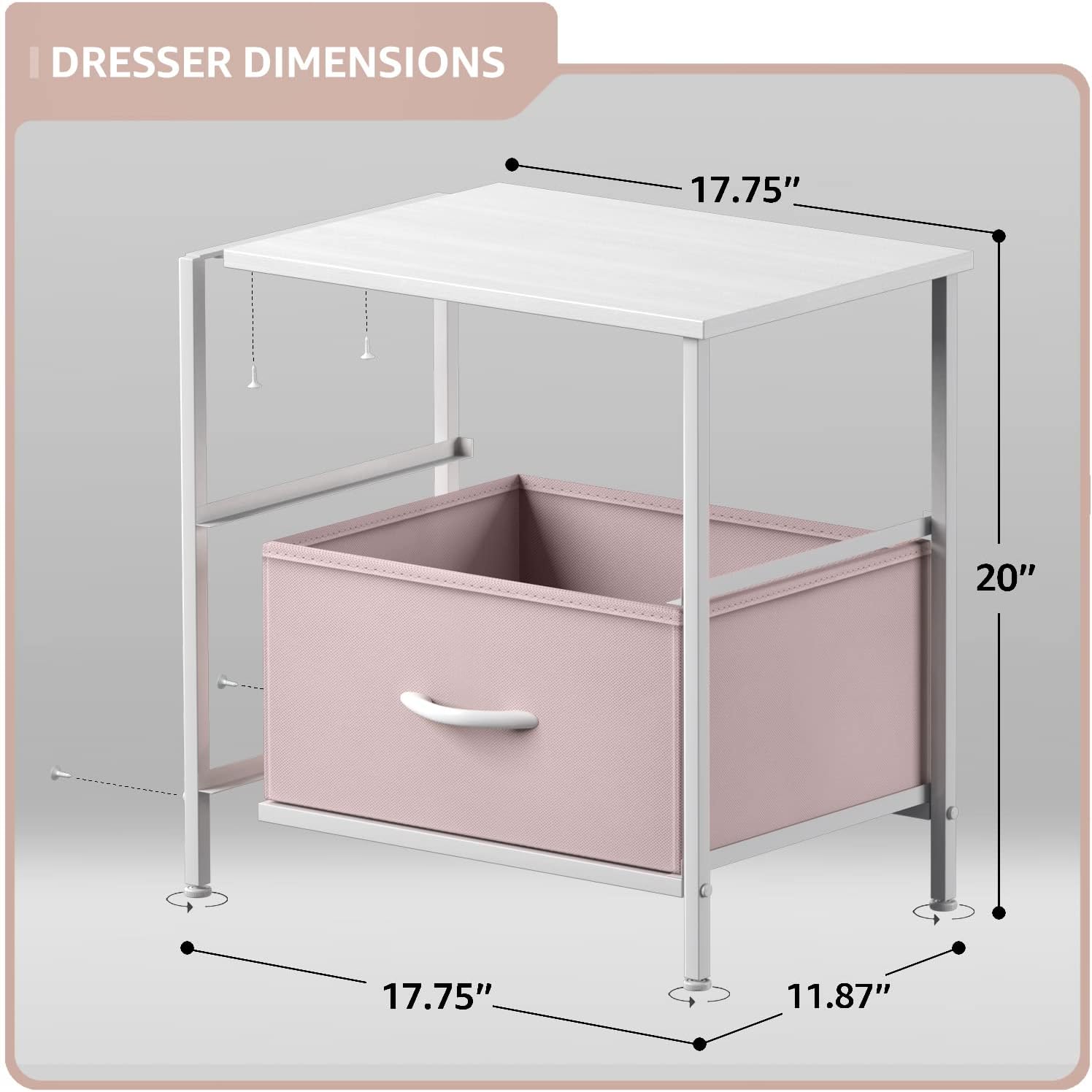 Sorbus Kids Dresser with 6 Drawers and 2 Drawer Nightstand Bundle - Matching Furniture Set - Storage Unit Organizer Chests for Clothing - Bedroom, Kids Rooms, Nursery, & Closet (Pink)