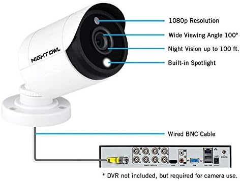 Night Owl Wired 1080p HD Weatherproof Indoor/Outdoor Add-on Cameras with Built-in Motion-Activated Spotlights, 100 ft. of Night Vision, 100° Wide Viewing Angle and L2 Color Boost Technology (2-Pack)
