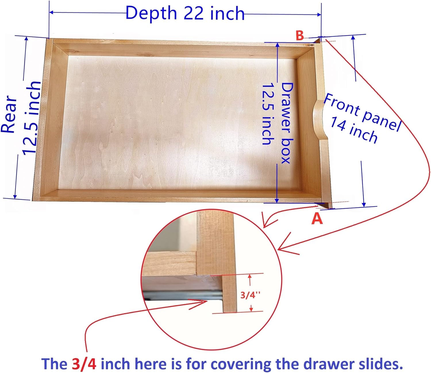Soft Close Wooden Drawer Box Organizer Pull Out Under Cabinet Sliding Shelf Base Kitchen Bathroom Vanity Under Sink Pull Out Organizer Drawer Roll Out Wood Box Storage Shelve (26 Inch (26''W x 22''D))