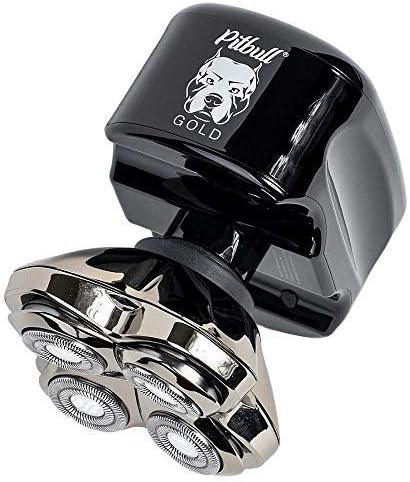 Skull Shaver Pitbull Gold PRO Head Shaver for Men,Wet/Dry 4 Razor Hair Trimmer with US USB Adapter & Charging Cable,4D Rechargeable Rotary Shaver with Lithium-Ion Battery, Water Resistant Grooming Kit