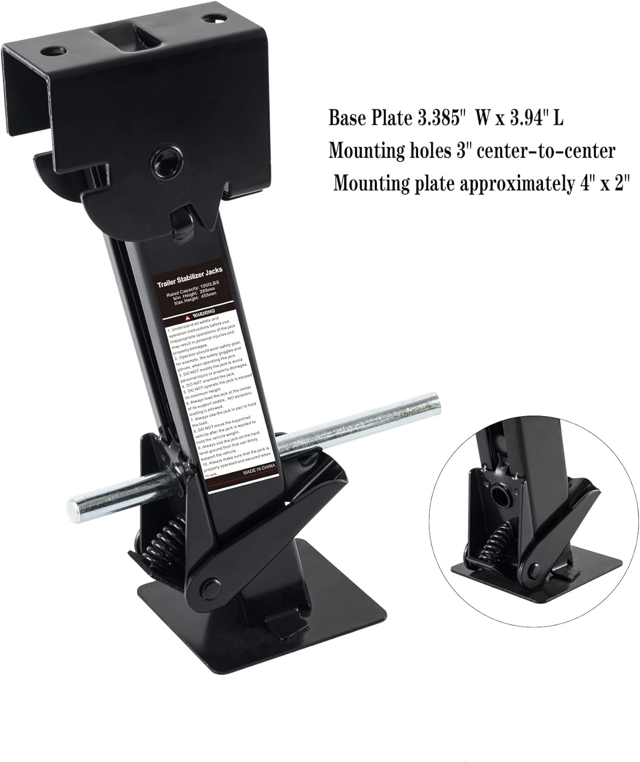 Pair of Trailer Stabilizer Jacks Telescoping RV Camper Accessories for Travel 450kg(1000 Lbs) Capacity Each Pack of 2