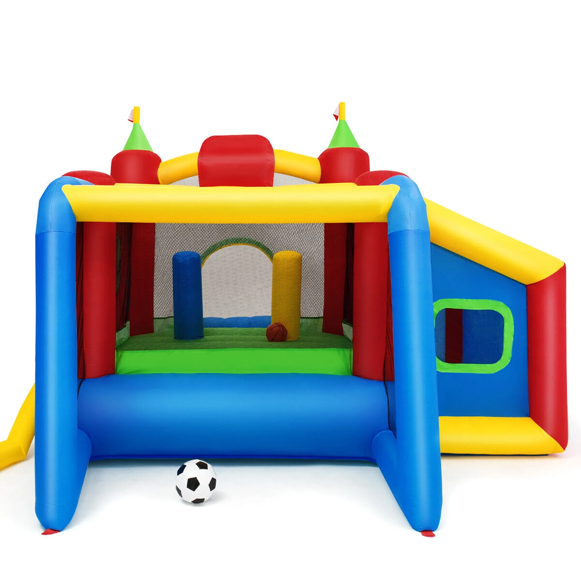 Gymax Inflatable Bounce House Kids Slide Jumping Castle w/ Ball Pit and 480W Blower