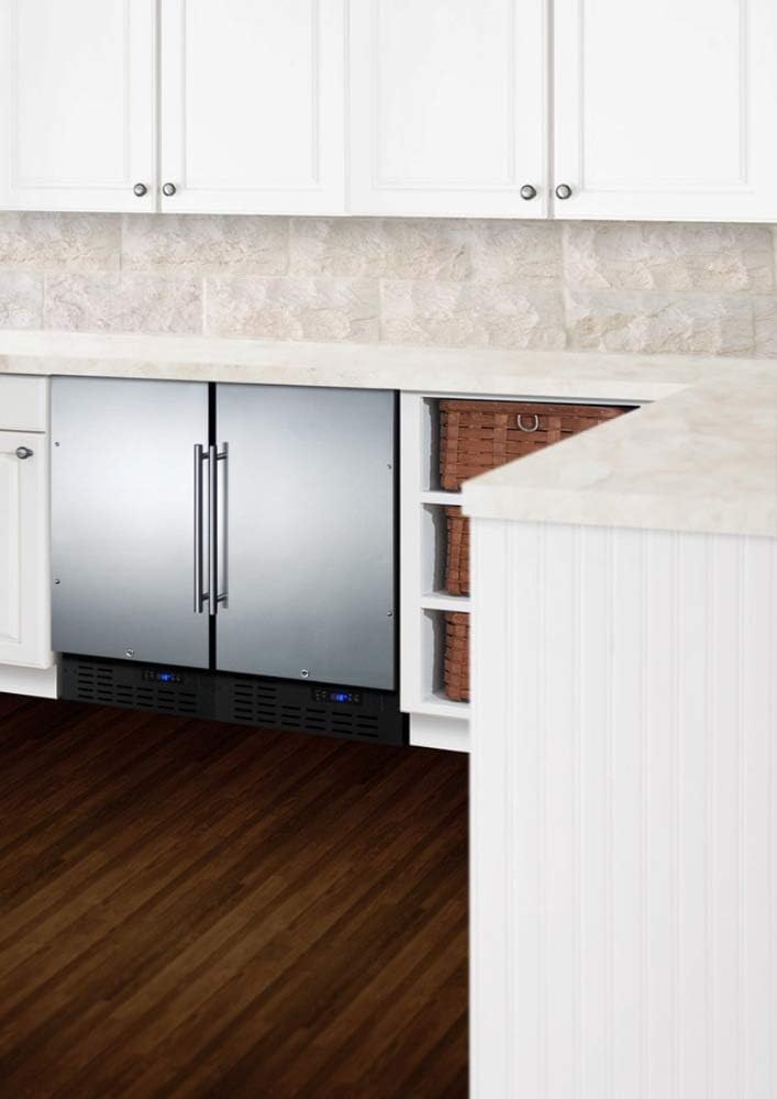 Summit Appliance FF1843BSSADA ADA Compliant 18" Wide Built-in Undercounter All-refrigerator with Stainless Steel Door, Black Cabinet, Digital Thermostat, Automatic Defrost and Front Lock