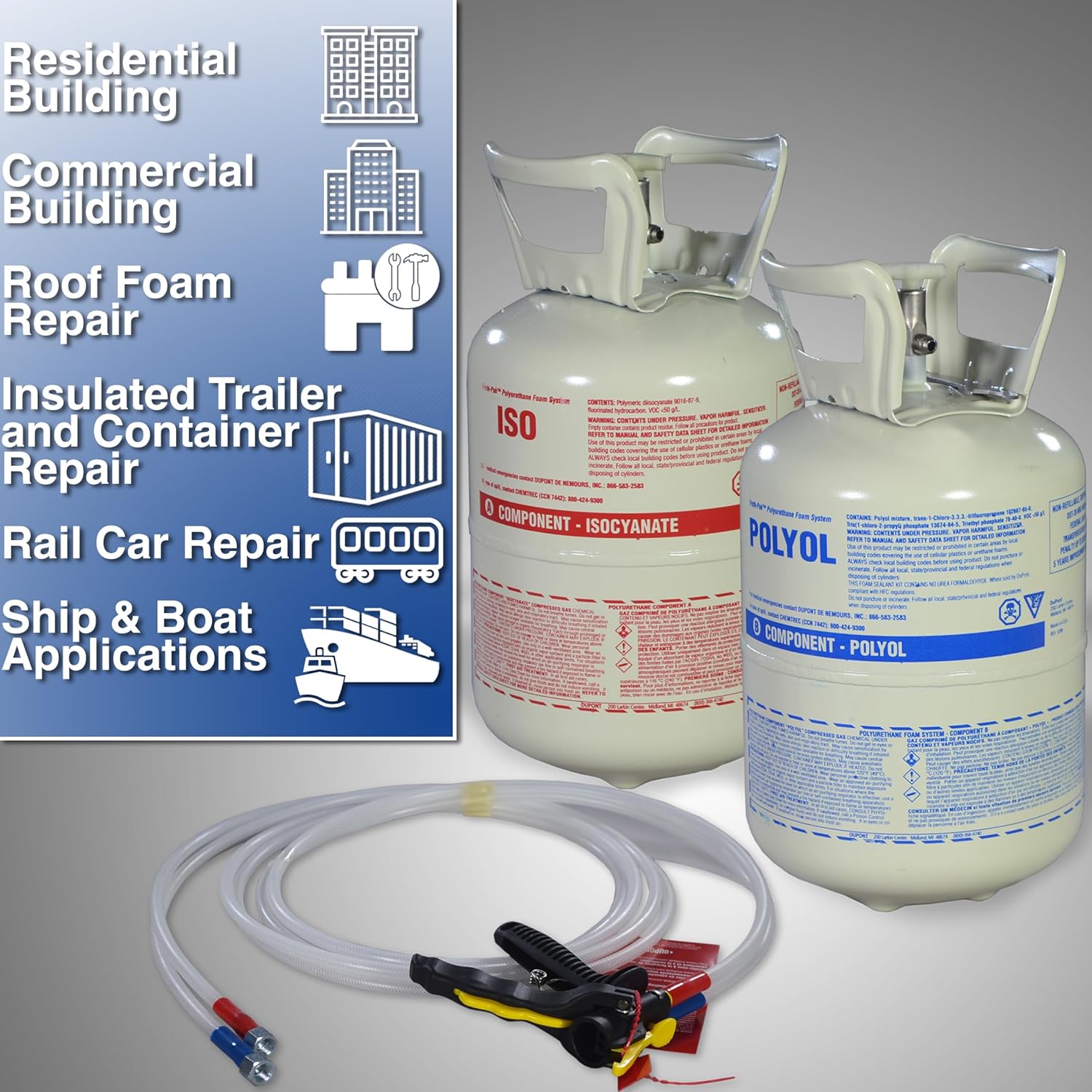FROTH-PAK 115 High Density Spray Foam Sealant Kit, 2.75 PCF. 2 Part Chemically Cured Polyurethane Foam. Yields Up to 115 Board Feet. Low GWP Formula. Made in The USA