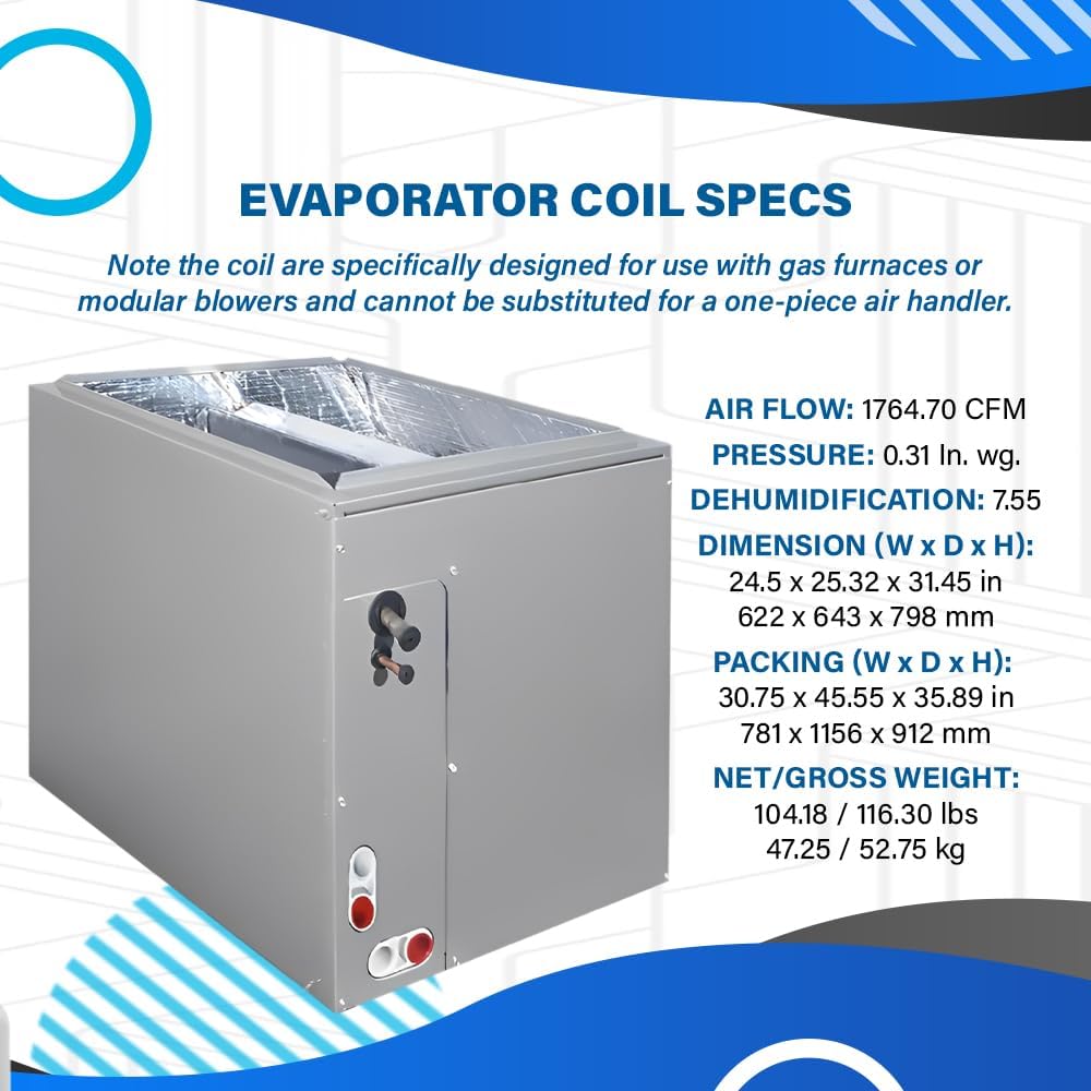 5 Tons 15.2 SEER2 Central Inverter Heat Pump System & 24.5" Multi-Positional Cased Evaporator Coil w/ 30' Install Kit | High Efficiency Heat Technology Compressor "NO HIGH GAS BILLS"