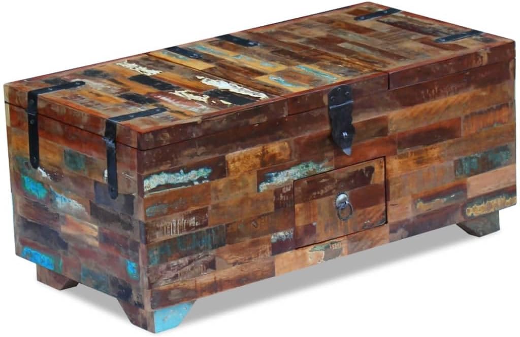 Coffee Table Box Chest Solid Reclaimed Wood 31.5"x15.7"x13.8"