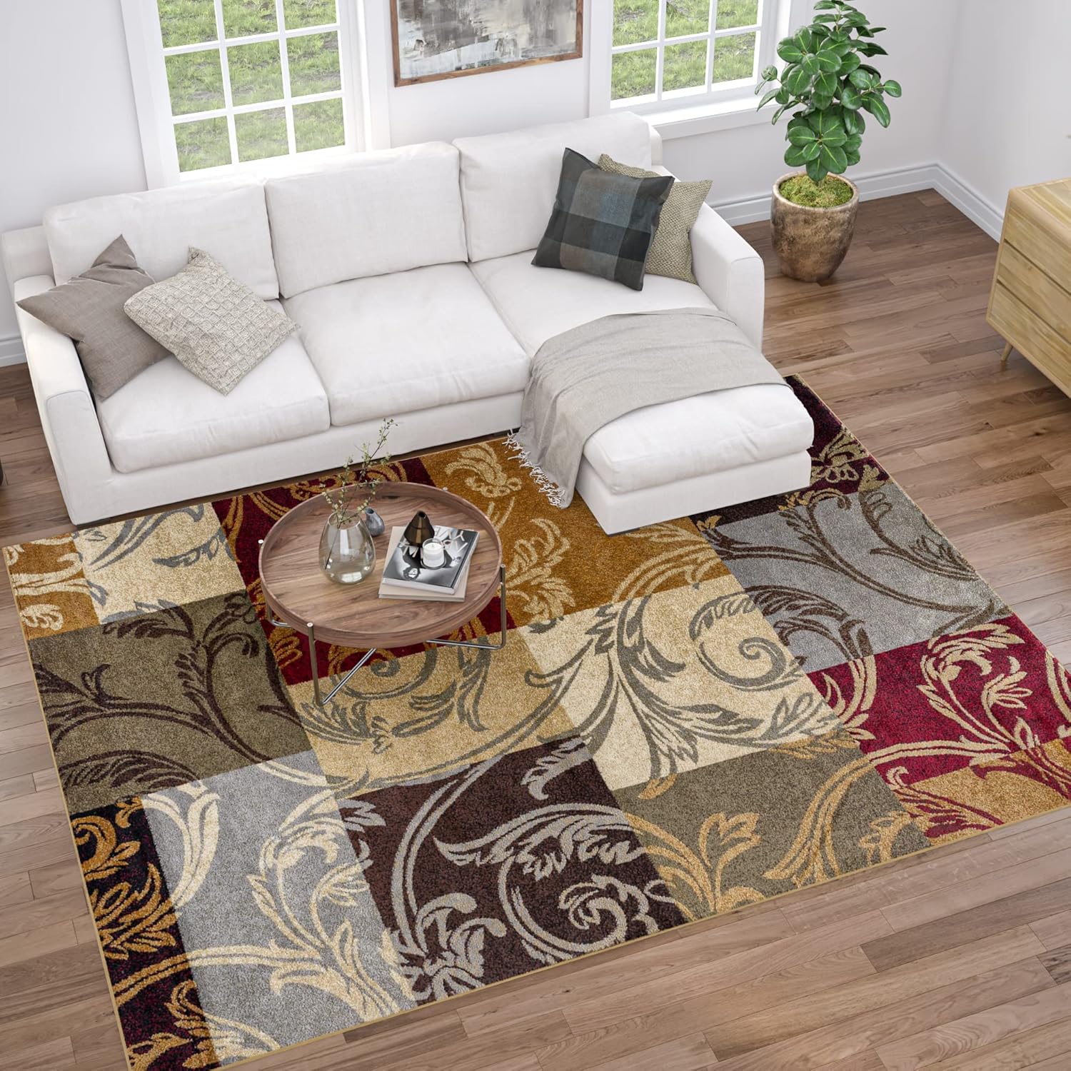 Reagan Transitional Floral Multi-Color Rectangle Area Rug, 8' x 10'