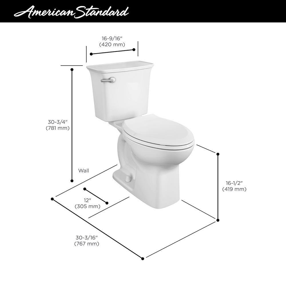 American Standard Cadet Ovation Tall Height 2-Piece 1.28 GPF High Efficiency Single Flush Elongated Toilet in White, Seat Includ