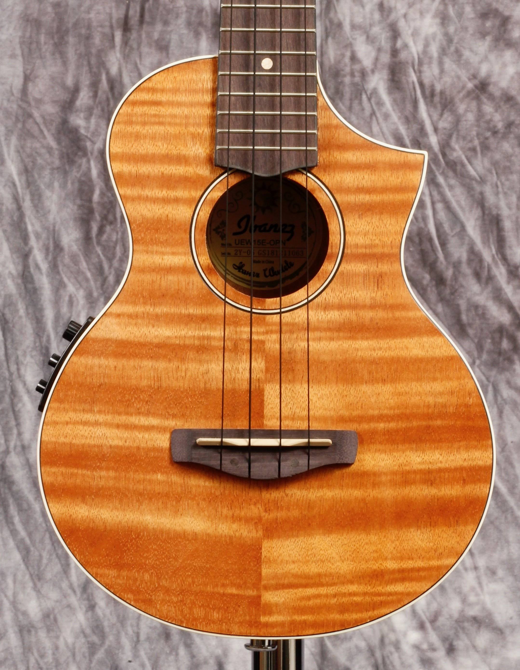 Ibanez UEW15E Acoustic Ukulele, Open Pore Natural