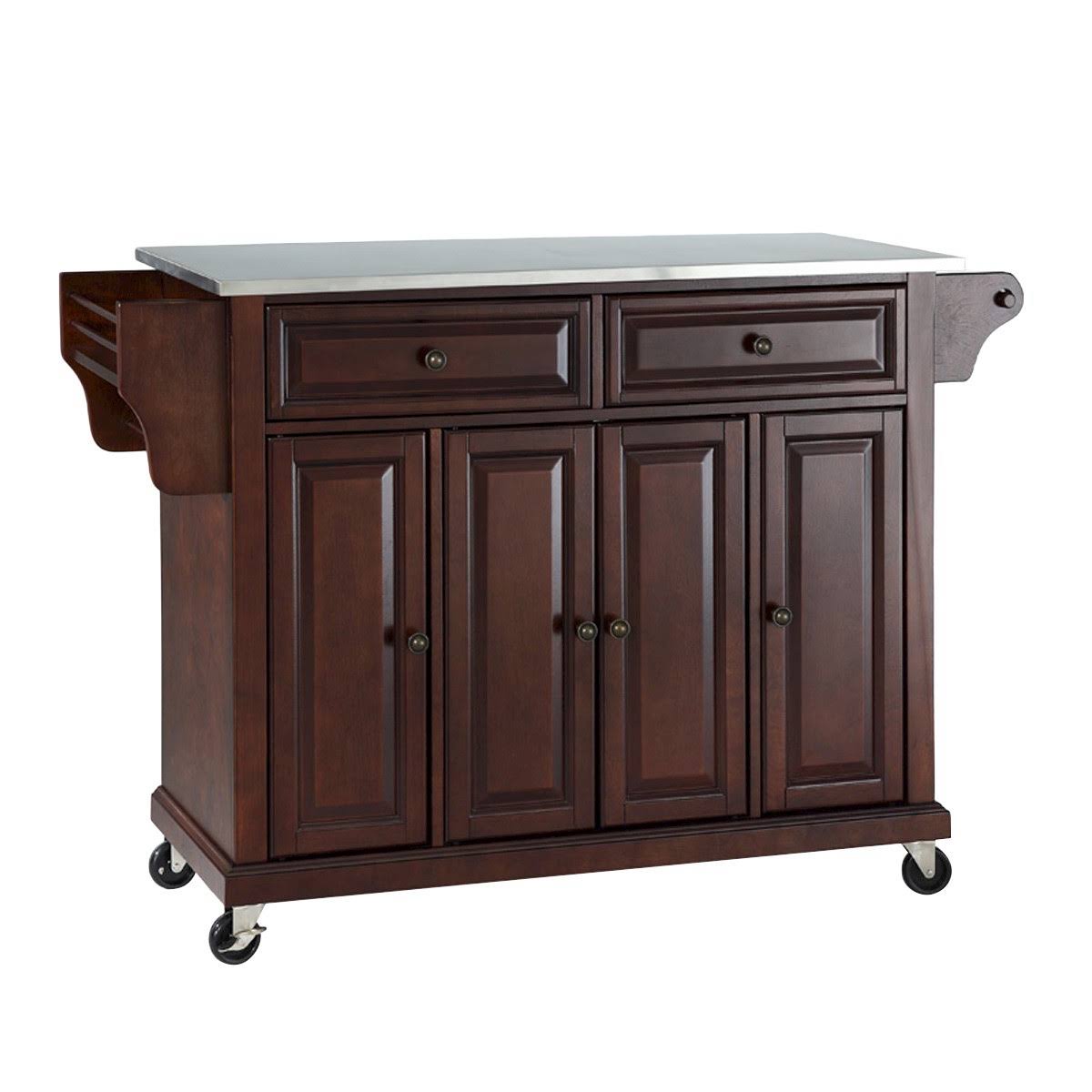 Crosley Furniture Stainless Steel Top Kitchen Cart, Mahogany