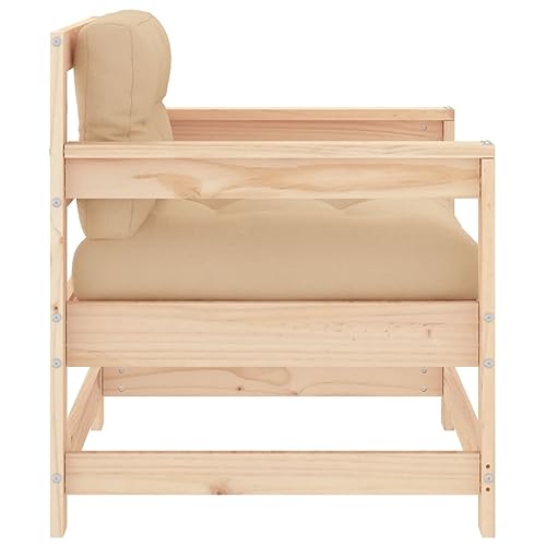 Patio Chairs with Cushions 2 pcs Solid Wood Pine,Wooden Garden Chairs with Slatted Design and Comfortable Cushions for Outdoor Relaxation Patio Furniture Sets, Conversation Sets, 1, Brown