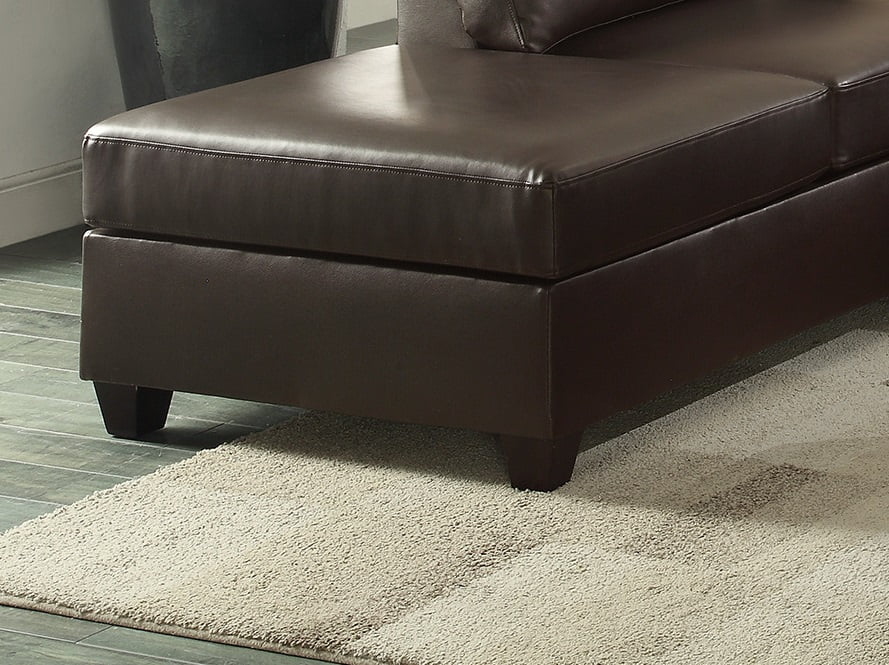 Living Room Furniture Modern Contemporary Espresso Faux Leather Sectional Sofa 3pcs Sectional Sofa Set Couch Cushion Pillows