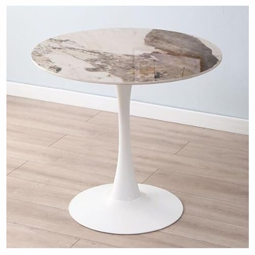 Bistro Table Marble Dining Table 60/70/80cm Round Kitchen Table with Metal Base 4 Seater Dinner Table Furniture Modern Coffee Table for Kitchen Dining Room Living Room