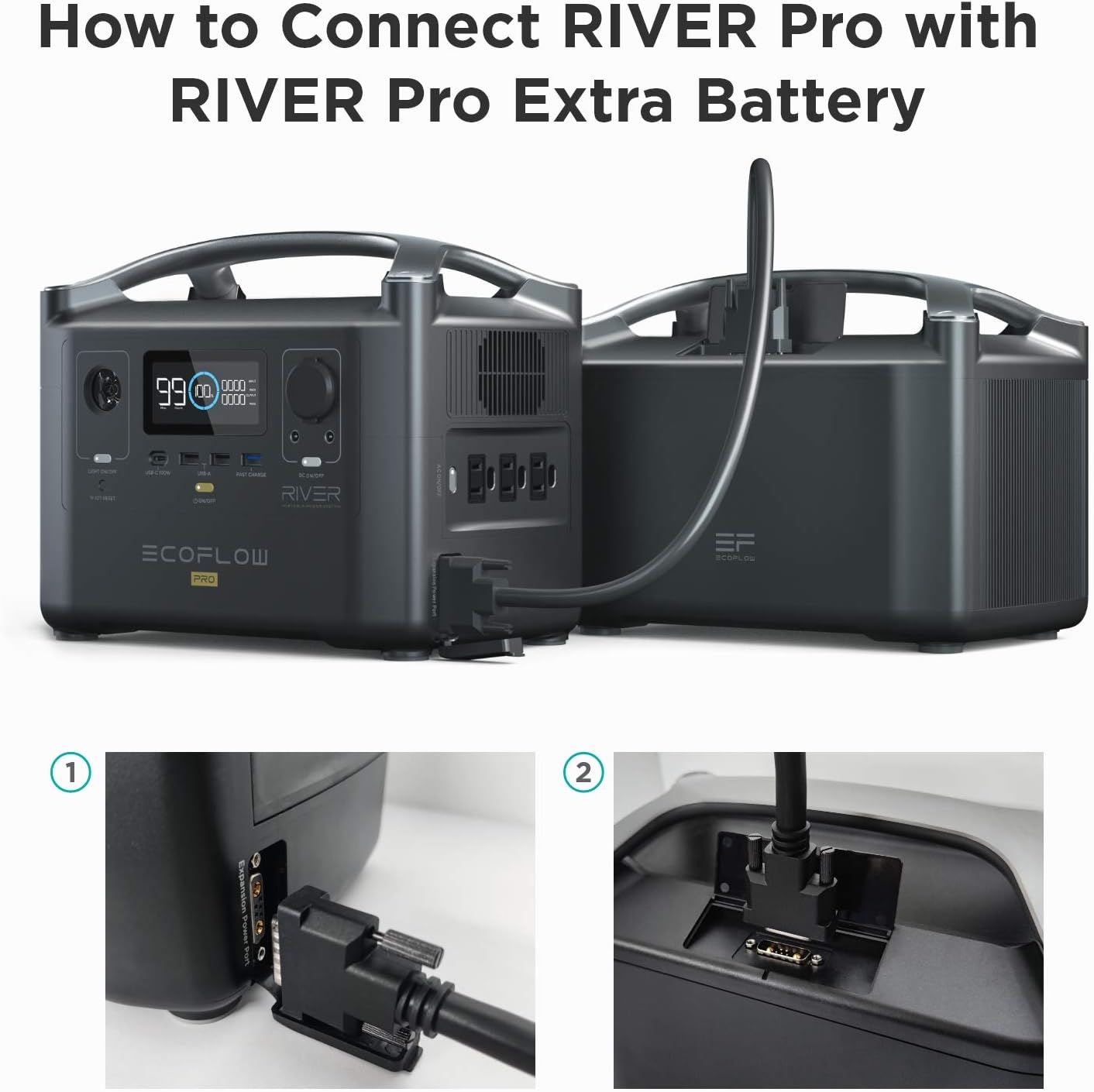 EF ECOFLOW RIVER Pro Extra Battery 720Wh, Expandable Power for RIVER Pro, for Camping, Home Backup Emergency, Outdoors, RV, Off-Grid